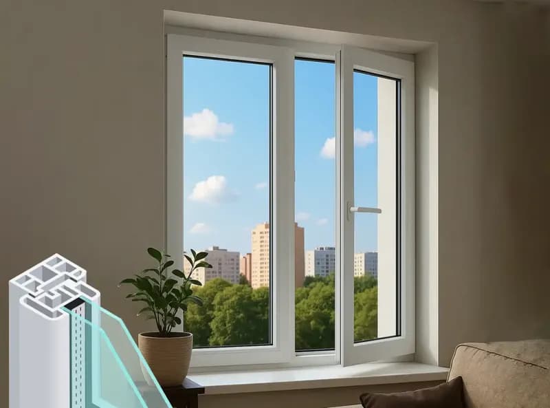 پنجره UPVC تک حالته