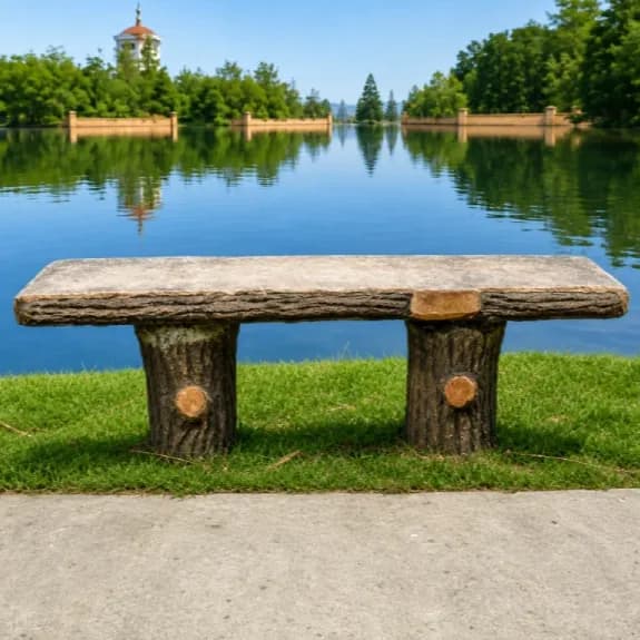 نیمکت با طرح چوب جنس بتنی