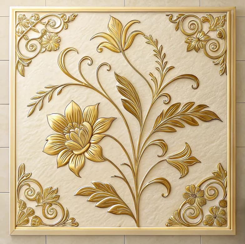 کاشی دکوراتیو برجسته مدل Arte Relief Gold 30×60 برند کاشی تبریز